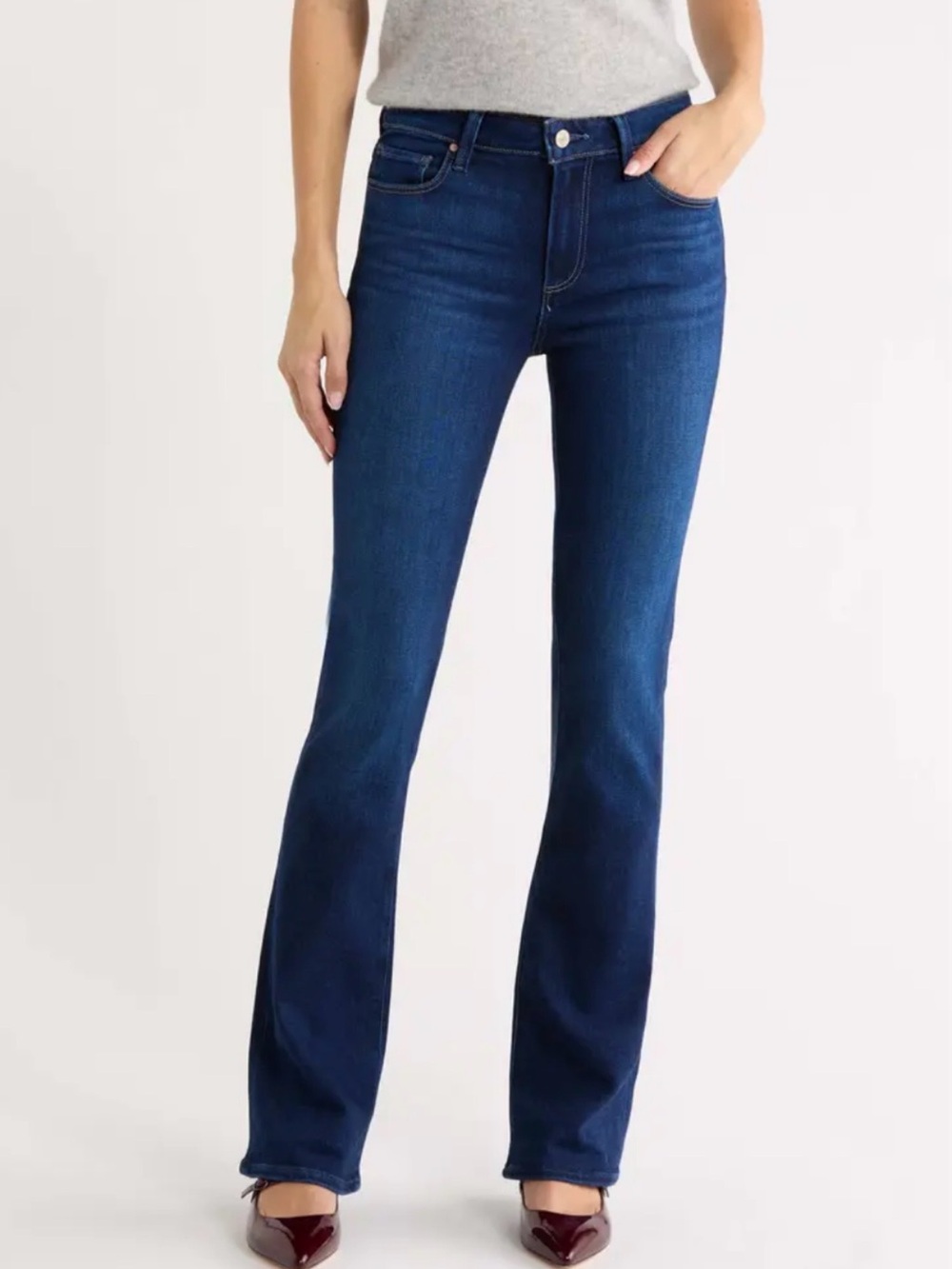 PAIGE Manhattan Bootcut Flare Mid-Rise Indigo Jean Festival Casual Slim Fit 25